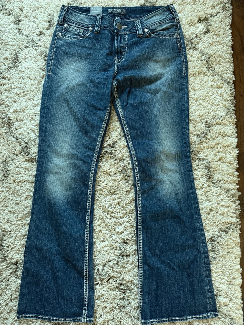 Silver Jeans Dark Blue Flare Wide-Leg Jeans